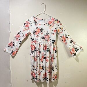 iimmer Women's White Floral Long Sleeve Dress